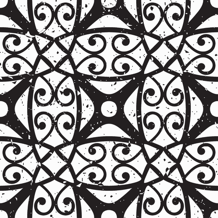 Vector modern tiles pattern. Abstract art deco seamless monochrome backgroundのイラスト素材