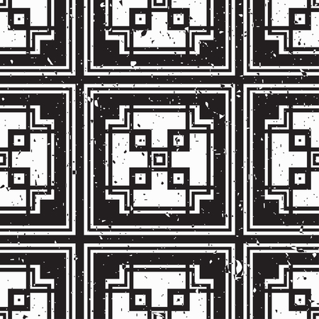 Vector modern tiles pattern. Abstract art deco seamless monochrome backgroundのイラスト素材