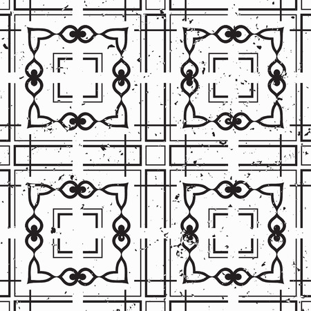 Vector modern tiles pattern. Abstract art deco seamless monochrome backgroundのイラスト素材
