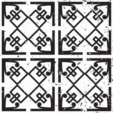 Vector modern tiles pattern. Abstract art deco seamless monochrome backgroundのイラスト素材