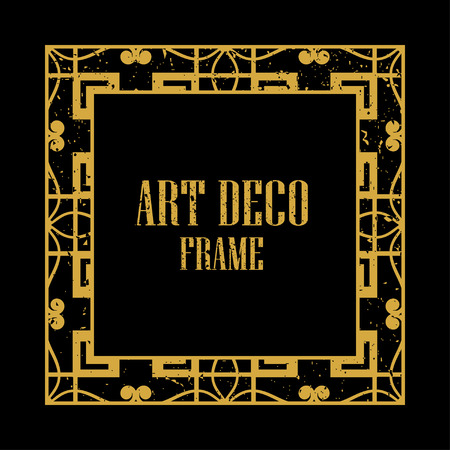 Vintage retro style invitation in Art Deco. Art deco border and frame. Creative template in style of 1920s. Vector illustration eps 10のイラスト素材