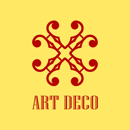 Geometric ornamental retro vintage art deco logo for design and decoration. Vintage retro ornamental deco art design. Retro art for beautiful design.のイラスト素材