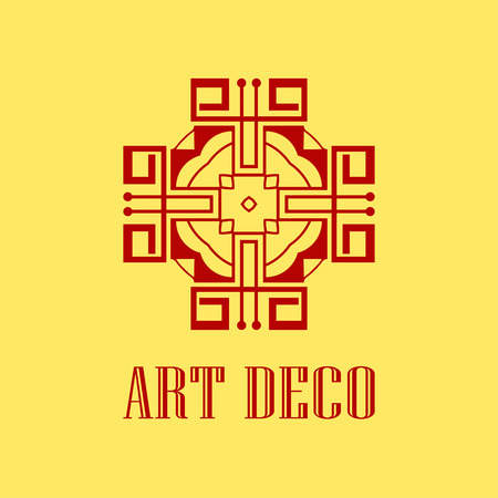 Geometric ornamental retro vintage art deco logo for design and decoration. Vintage retro ornamental deco art design. Retro art for beautiful design.のイラスト素材