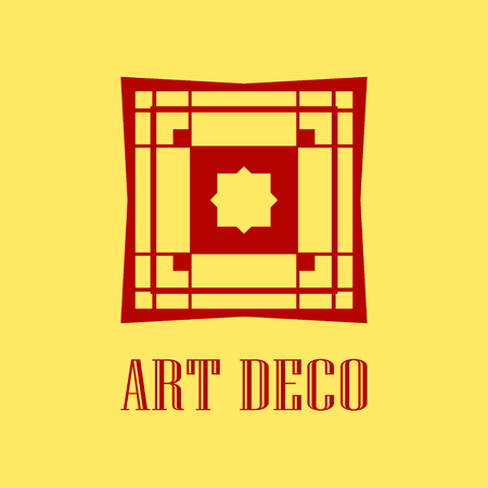 Geometric ornamental retro vintage art deco logo for design and decoration. Vintage retro ornamental deco art design. Retro art for beautiful design.のイラスト素材