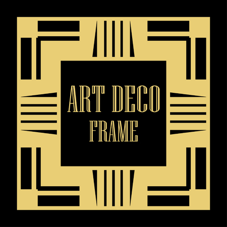 Art Deco vintage ornamental retro border frame. Old retro art deco element for vintage design. Retro art deco style.のイラスト素材