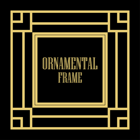 Art Deco vintage ornamental retro border frame. Old retro art deco element for vintage design. Retro art deco style.のイラスト素材