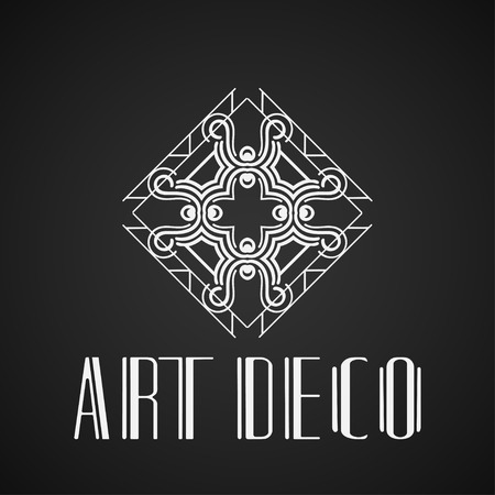 Beautiful emblem, badge for template logo in modern art deco styleのイラスト素材