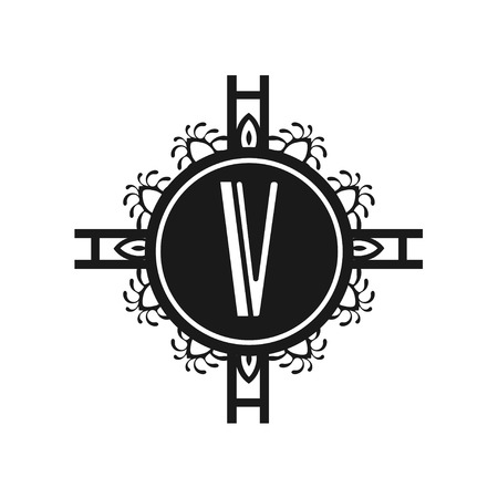 Vector modern art deco frame. Elegant monogram design template.のイラスト素材