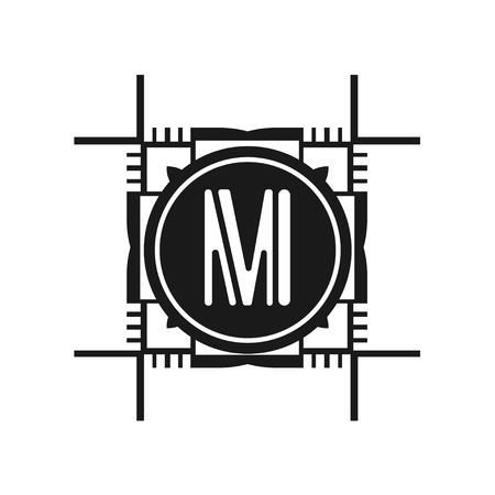 Vector modern art deco frame. Elegant monogram design template.のイラスト素材
