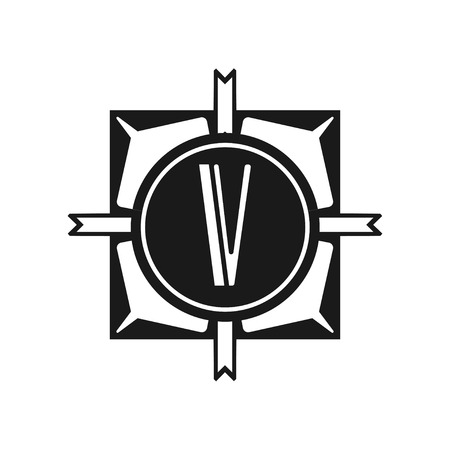 Classic modern art deco luxury monochrome minimal hipster geometric vintage vector monogram, frame , border , label for your logo badgeのイラスト素材