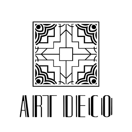 Beautiful emblem, badge for template logo in modern art deco styleのイラスト素材