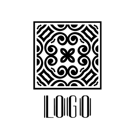 Beautiful emblem, badge for template logo in modern art deco styleのイラスト素材