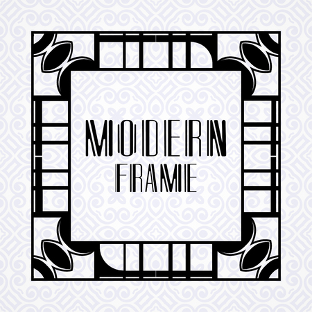 Vector geometric frame in modern art deco style. Rectangle vector abstract element for design of badge, logo, label, invitation and packaging of luxury products. Vintage luxury backgroundのイラスト素材