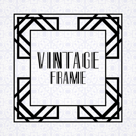 Modern art deco vintage border and frame for design of badge, logo, label, invitation and packaging of luxury products. Retro luxury background. Vector illustrationのイラスト素材