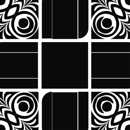 Vector modern tiles pattern. Abstract art deco seamless monochrome backgroundのイラスト素材