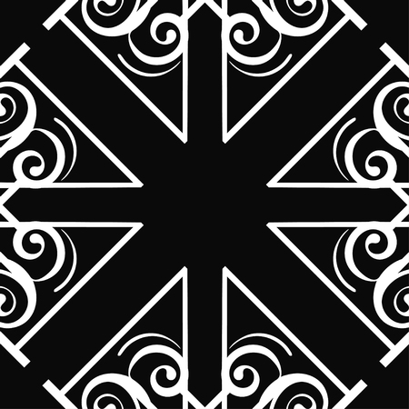 Vector modern tiles pattern. Abstract art deco seamless monochrome backgroundのイラスト素材