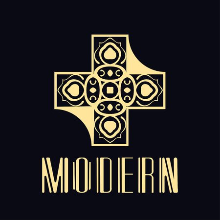 Vector logo design template concept in modern art deco style. Emblem for fashion, beauty and jewelry industryのイラスト素材