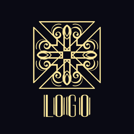 Beautiful emblem, badge for template logo in modern art deco styleのイラスト素材