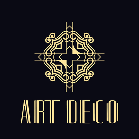 Vintage ornamental retro modern art deco logo template for designのイラスト素材