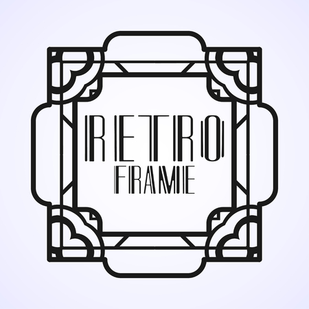 Modern art deco vintage border and frame for design of badge, logo, label, invitation and packaging of luxury products. Retro luxury background. Vector illustrationのイラスト素材