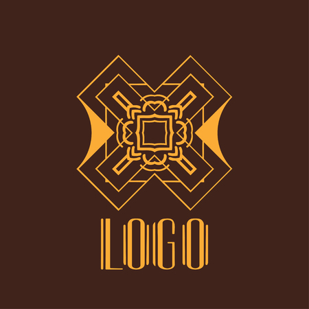 Beautiful emblem, badge for template logo in modern art deco styleのイラスト素材