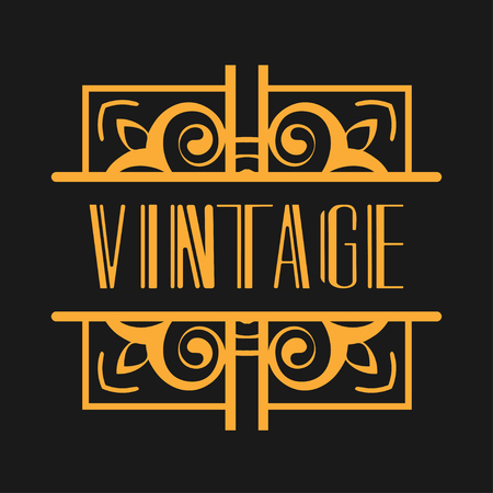 Vintage modern art deco frame design for labels, banner, logo, emblem, apparel, t-shirts, sticker, packaging of luxury products and other design objectsのイラスト素材