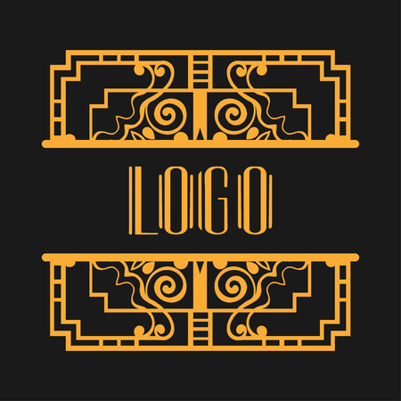 Vintage modern art deco frame design for labels, banner, logo, emblem, apparel, t-shirts, sticker, packaging of luxury products and other design objectsのイラスト素材