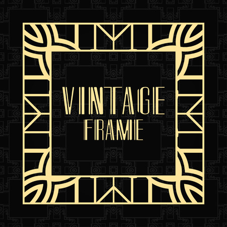 Vector geometric frame in modern art deco style. Rectangle vector abstract element for design of badge, logo, label, invitation and packaging of luxury products. Vintage luxury backgroundのイラスト素材