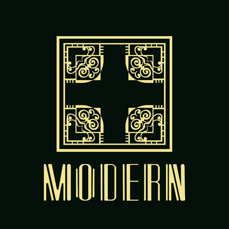 Vector geometric modern art deco style logo decorationのイラスト素材