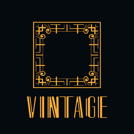 Beautiful emblem, badge for template logo in modern art deco styleのイラスト素材