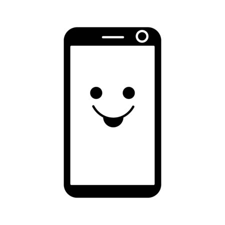 Mobile phone with blank screen in flat style - stock vector illustration.のイラスト素材