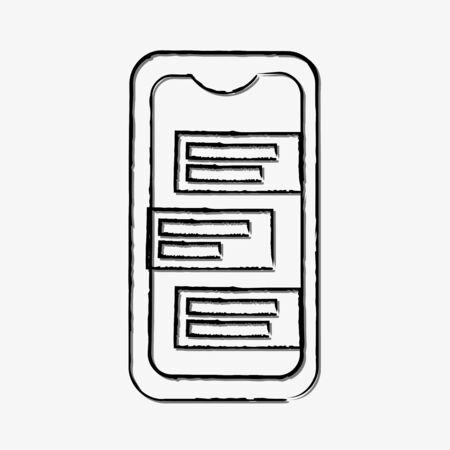 Vector smartphone and cellphone concept doodle line style vector iconのイラスト素材