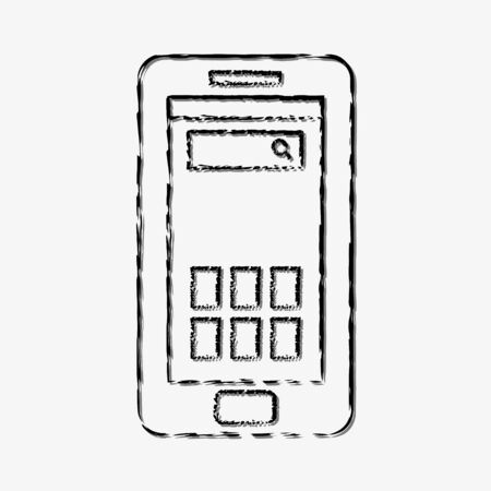 Vector smartphone and cellphone concept doodle line style vector iconのイラスト素材