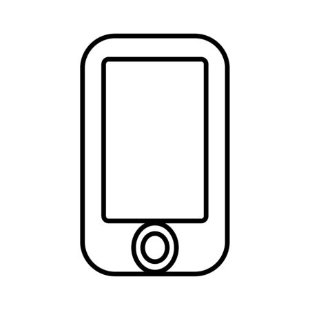 Mobile phone icon vector, line art outline style of smartphone symbol, simple linear cellphone pictogram isolated on white. Vector illustrationのイラスト素材