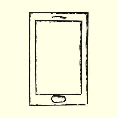 Smartphone line art icon, outline style vector illustration, simple mobile phone. Hand drawn sketch isolatedのイラスト素材