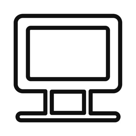 black linear laptop. Flat style trend modern simple abstract logotype graphic design isolated on white background. concept of using a mobile computer or search click arrow for websiteのイラスト素材