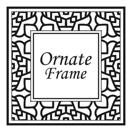 Vintage flourishes ornament swirls lines frame template vector illustration. Victorian borders for greeting cards, wedding invitations, advertising or other design and place for text. Vector illustrationのイラスト素材