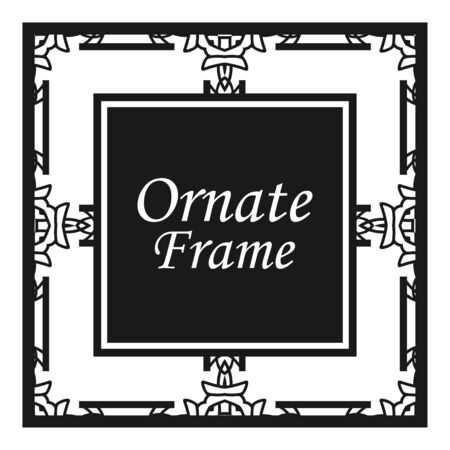 Vintage flourishes ornament swirls lines frame template vector illustration. Victorian borders for greeting cards, wedding invitations, advertising or other design and place for text. Vector illustrationのイラスト素材