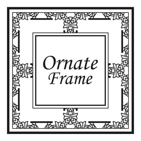 Vintage flourishes ornament swirls lines frame template vector illustration. Victorian borders for greeting cards, wedding invitations, advertising or other design and place for text. Vector illustrationのイラスト素材