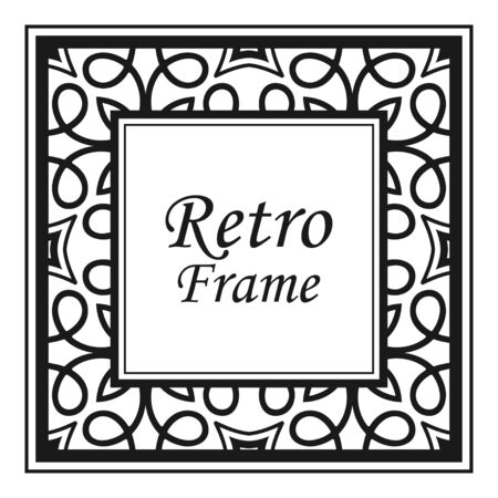 Vintage flourishes ornament swirls lines frame template vector illustration. Victorian borders for greeting cards, wedding invitations, advertising or other design and place for text. Vector illustrationのイラスト素材