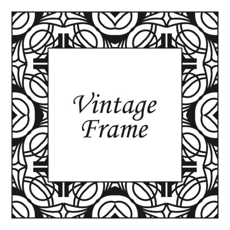 Vintage flourishes ornament swirls lines frame template vector illustration. Victorian borders for greeting cards, wedding invitations, advertising or other design and place for text. Vector illustrationのイラスト素材