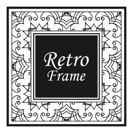Vintage flourishes ornament swirls lines frame template vector illustration. Victorian borders for greeting cards, wedding invitations, advertising or other design and place for text. Vector illustrationのイラスト素材