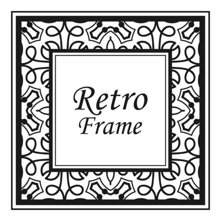 Vintage flourishes ornament swirls lines frame template vector illustration. Victorian borders for greeting cards, wedding invitations, advertising or other design and place for text. Vector illustrationのイラスト素材
