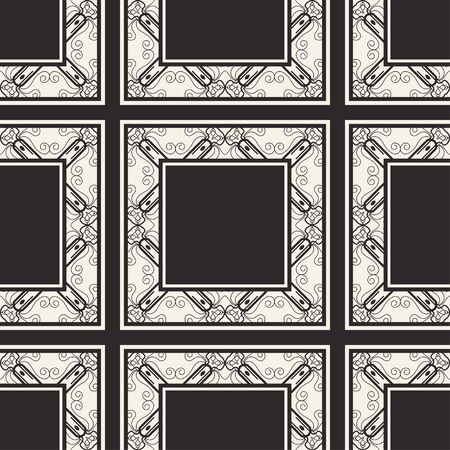 Seamless geometric pattern. Vector abstract classical modern art deco background in black and white color. Vector illustrationのイラスト素材