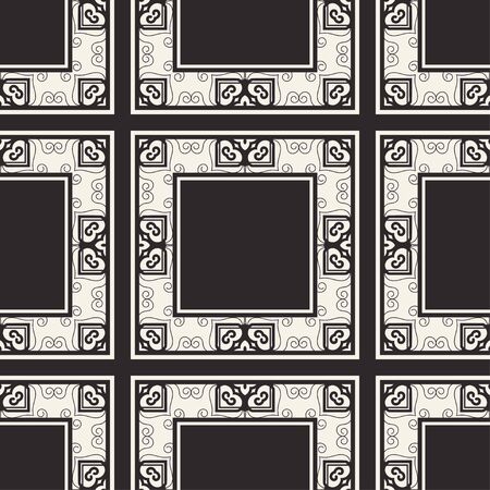 Seamless geometric pattern. Vector abstract classical modern art deco background in black and white color. Vector illustrationのイラスト素材