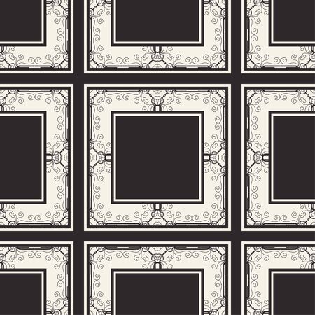 Seamless geometric pattern. Vector abstract classical modern art deco background in black and white color. Vector illustrationのイラスト素材