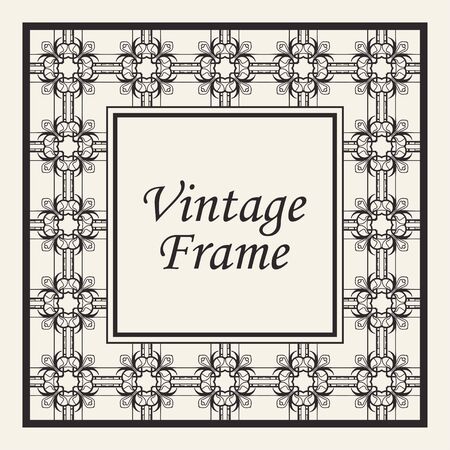 Decorative frame and border in rectangle proportions. Retro vintage ornamental modern art deco luxury element for design. Vector illustrationのイラスト素材