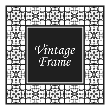 Decorative frame and border in rectangle proportions. Retro vintage ornamental modern art deco luxury element for design. Vector illustrationのイラスト素材