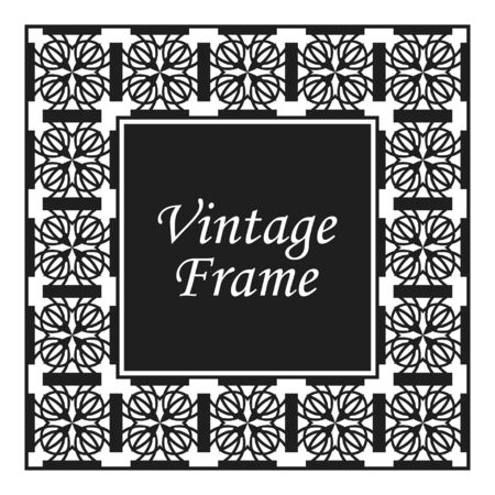 Decorative frame and border in rectangle proportions. Retro vintage ornamental modern art deco luxury element for design. Vector illustrationのイラスト素材