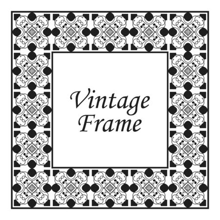 Decorative frame and border in rectangle proportions. Retro vintage ornamental modern art deco luxury element for design. Vector illustrationのイラスト素材